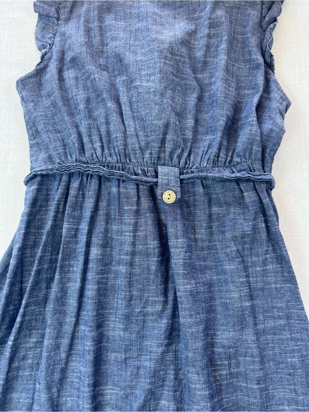 Women’s Classic Breezy Timeless Sleeveless Button-Up Denim Chambray Dress - M - Picture 5 of 8
